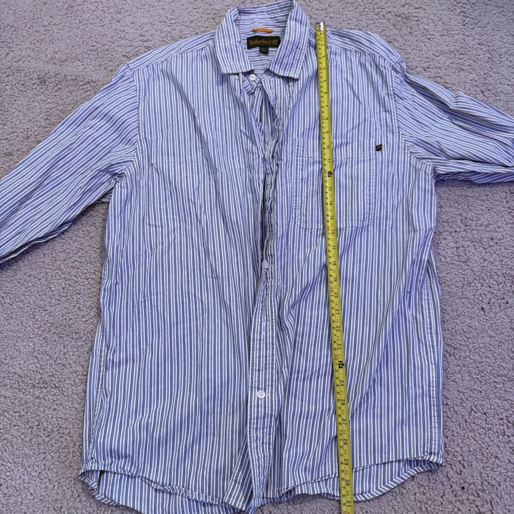 Timberland Striped Button Up Shirt Mens Large Blue White Cotton Workwear Casual - Picture 5 of 8